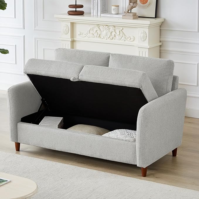 Loveseat Sofa56 Love Seat with Storage SpaceModern Small Couches for Small SpacesCozy Couch and Loveseat Sets for Living Room2 Seater Couch for Bedroom(Light Gray 56.5''-2seat)