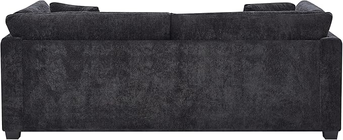 Christopher Knight Home Masie Chenille Upholstered 3 Seater Sofa Couch Wooden Home Sofa Living Room Comfy Cloud Couch for Bedroom Home Office Black