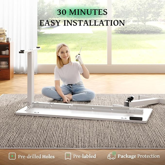 SIAGO Electric Standing Desk Adjustable - 55 x 24 Inch Sit Stand up Desk with Cable Management - 3 Memory Preset Adjustable Height Table