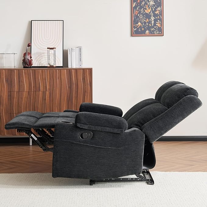 55 Manual Reclining Loveseat Sofa – Space Saving RV Couch with Cup Holders Dual Seat Reclining &amp Love Seat Design Ideal for RV Campers Motorhomes &amp Living Room