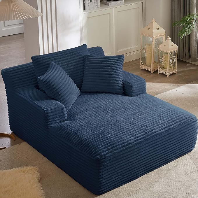 Avenix Boneless Oversized Chaise Lounge Chairs Indoor 66 Boneless Oversized Chaise Lounges Indoor Boneless Oversized Reading Chairs Cloud Sleeper Sofa Couch Bed with 3 Pillows for Living RoomBlue
