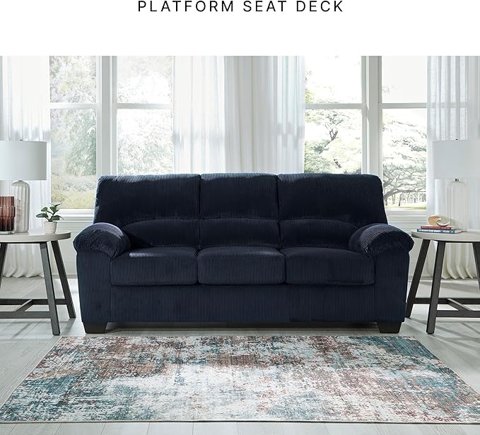 Signature Design by Ashley SimpleJoy Contemporary Sofa for Living Room Blue