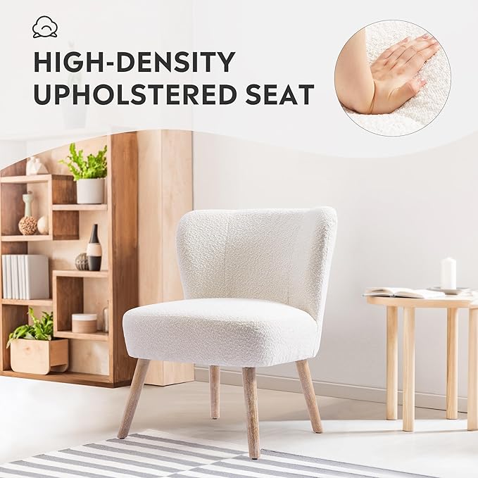 Costaelm Bedroom Accent Chairs Set of 2 Upholstered Fabric Chairs Makeup Vanity Chair Teddy Fuzzy Chair and Sherpa Chair for Living Room Reading Room Dining Room Office Mustard