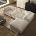 118-inch Boneless Cloud Sofa Modular Corduroy Sectional Couch with Full Foam Compression for Living Room Bedroom Apartment No Assembly Required (White 3 Seater with 1 Ottoman)
