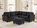 VANOMi Sectional Cloud Modular Sofa Corduroy Fabric L Shape Sofa with Storage OttomanU Shape Sectional Cloud Couch 6-Seat Upholstered Corner Couch for Living Room Charcoal Black | Sectional Cloud