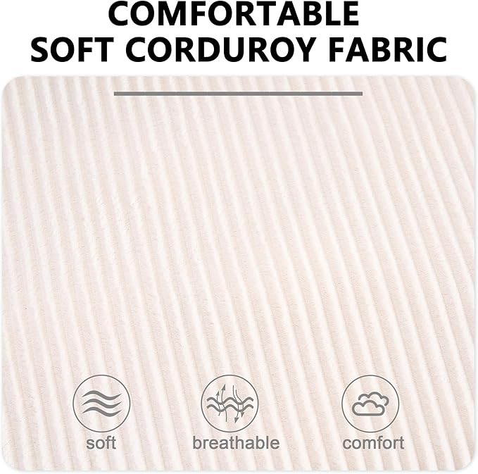 84.6” Corduroy Loveseat with Ottoman Oversized Double Chaise Lounge Chair Indoor Deep Seat Two Seater Couch Cloud Couch Modular Sectional Sofa for Living Room(Corduroy White)