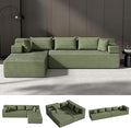 106 Cloud Sectional Couch with L-Shaped Chaise Modular Sectional Sofa with Deep Seat and Removable Armrests Comfy Corduroy Boneless Couches for Living Room No Assembly Required Green