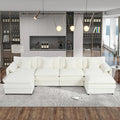 144 Modular Sectional SofaU-Shaped Chenille Sofa Couch with Movable OttomanModern 6 Seat Cloud Sectional Couches for Living Room Office Home (Beige 144 U-6 Seater)
