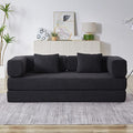 Convertible Couch Sofa Bed Foldable Floor Sleeper | All High-Density Foam | Fold Out Deep Seat Couch | King Size | Compression Sofa Sleeper for Living Room Bedroom | Corduroy Black
