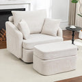 39''W Oversized Accent Chair with OttomanComfy Swivel Lounge Reading Chairs for Living RoomBedroom (Chenille Beige)