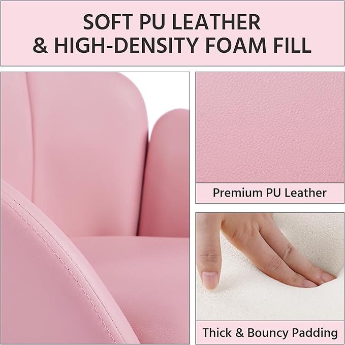 Yaheetech PU Leather Dining Chair Flower Shaped Armchair with Golden Legs Upholstered Side Chair for Kitchen Dining Room Living Room Set of 2 Simple Pink