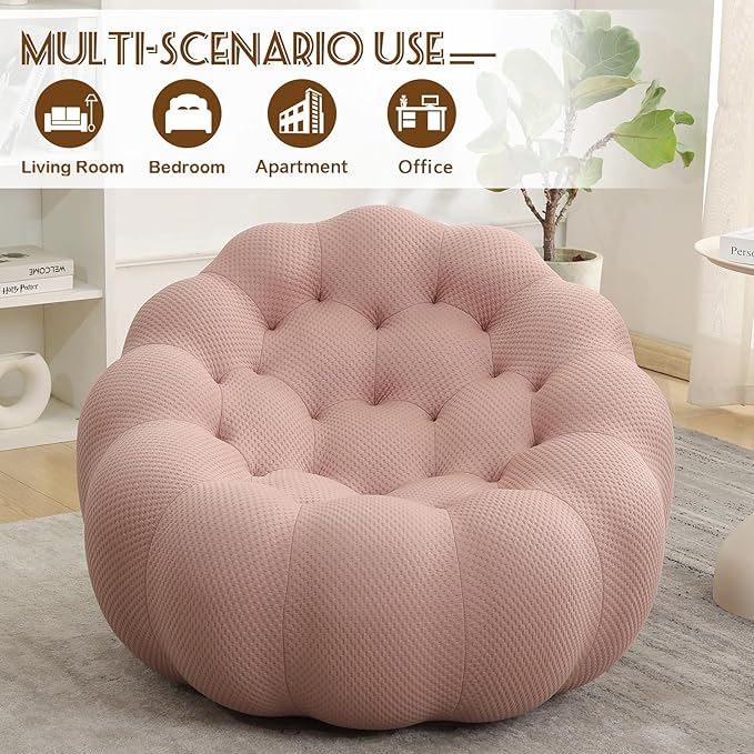 Bean Bag Chairs for Adults/Teens Reading Corner Chair Orange Beanbag Chair for Bedroom Living Room Small Comfy Chairs for Living Room Small Space No Assembly Required (Pink Couch)