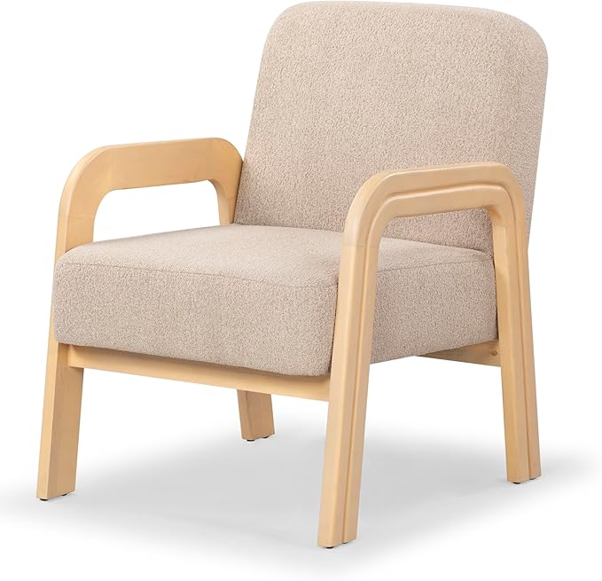SAFAVIEH Couture Collection Roslina Light Brown Boucle/Natural Accent Chair (Fully Assembled)