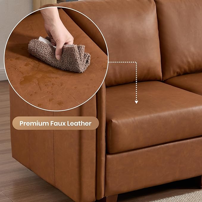 U Shaped Modular Sectional Sofa Cloud Couch with Storage Faux Leather Sectional Couch for Living Room Furniture Apartment(6-Seater B)