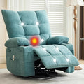 GarveeHome Swivel Rocker Recliner Chair with Massage and Heat Oversize Ergonomic Lounge Single Sofa with Side Pocket Cup Holders for Living Room Bedroom (Oversized Blue)