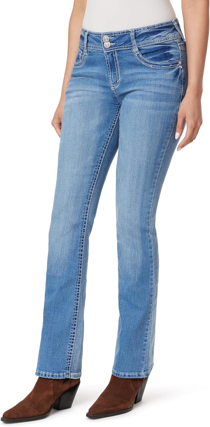 WallFlower Luscious Curvy Bootcut Jeans for Women Mid-Rise Insta Stretch Denim Size-Inclusive Juniors Jeans