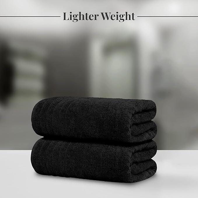 Tens Towels Pack of 2 Extra Large Bath Sheets 35 x 70 Inches 100% Cotton Larger &amp Lighter Weight Quicker to Dry Super Soft &amp Absorbent Oversized Bath Towels Black