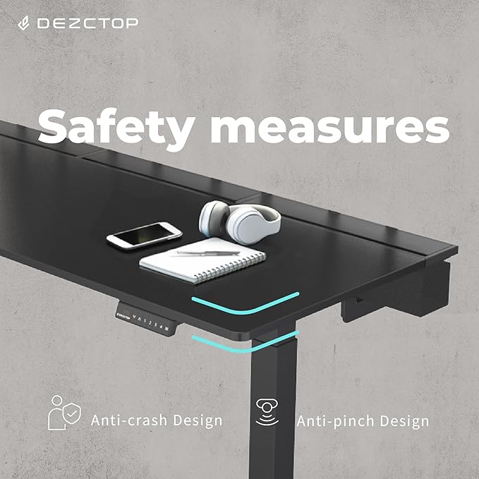 Dezctop Bifrost Pro Ergonomic Height Adjustable Desk 47 x 28 Inches with Built in Cable Management for Gaming Home and Office Black