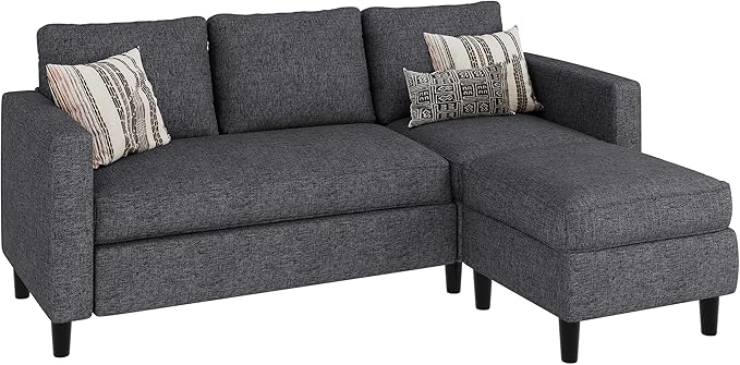 JAMFLY Sectional Sofa Couch Convertible L Shaped Sofas with Ottoman Small Sectional Couches for Living Room 3 Seater Couch for Small Spaces Pink