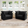 Aoowow Oversized Modular Sectional Sofa Chair Set of 2 49” Chenille Fabric Single Armchair Comfy Deep Seat Couch Sofa with Big Toss Pillows for Living Room Apartment Office(Black-Chenille)