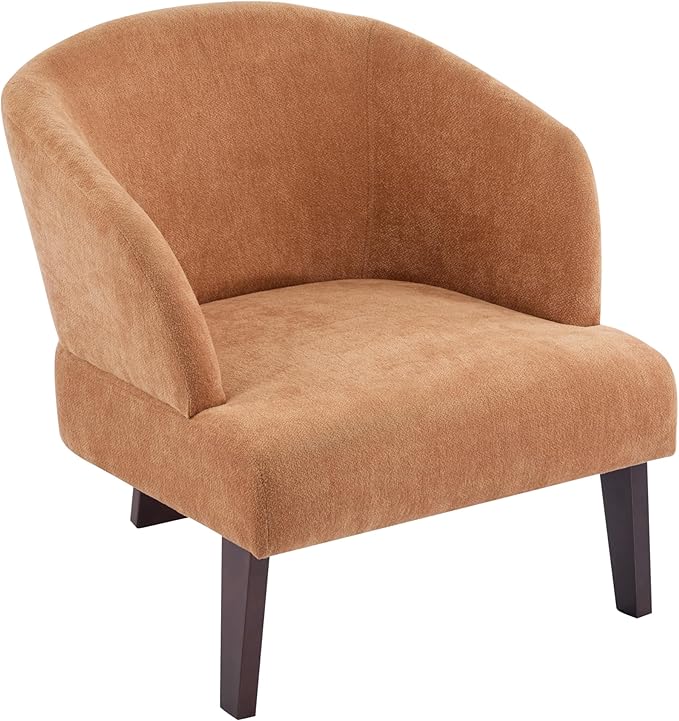 Christopher Knight Home Ashby Mid-Century Modern Fabric Accent Chair Living Room Solid Wood Lounge Chair Bedroom Soft Cushion Comfy Reading Chair Home Office Sofa Barrel Armchair Light Orange