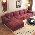136.6'' L-Shaped Modern Modular Sectional Cloud Couch 4-Seat Chenille Deep-Seat Sofa with Pillow for Living Room Bedroom Apartment Wine Red