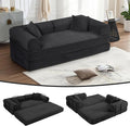 JJJ 63 inch Sofa Bed 4-in-1 Boneless Convertible Corduroy Sleeper Folding Couch with Fixed-Shape Frame and 2 Futons No Assemble Required 3 Seater Upholstered for Living Room (Black 63 inch)