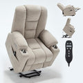 Power Lift Recliner Chair for Eldery Chenille Electric Recliner Chairs with Massage and Heat Remote Control Standing Assistance Lay Flat Recliner Sofa for Living Room Medium-FirmBeige