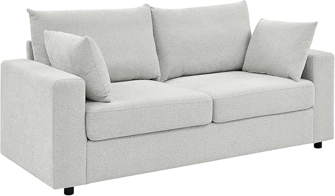 71 Modern Loveseat Sofa with Deep Seat Comfortable Couch with 2 Removable Pillows Minimalist Upholstered Sofa with Sturdy Frame for Living Room Office Studio Beige