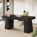 Tribesigns 55-Inch Executive Desk Thick Wood Office Computer Desk with Double Pedestal Modern Minimalist Workstations Writing Table Conference Table Furniture for Home Office Black