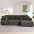 110 Inch Cloud Sectional CouchModern Upholstered Sofa with Deep SeatChenille Boneless Couches with L-Shape ChaiseSponge Compressed Couches for Living Room (Brown Right Facing Chaise)