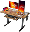 BANTI 48 x 24 Height Adjustable Electric Standing Desk with Keyboard Tray Sit Stand up Desk with Splice Board Black Frame/Rustic Brown Top