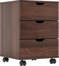 3-Drawer Mobile File Cabinet with Locking Casters Under Desk Filing Cabinet Rolling Wood Storage for Home Office Compact Vertical Organizer for A4/Letter Files (Brown)