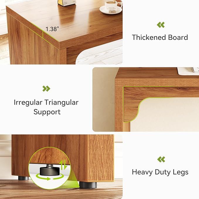 LITTLE TREE Two Person Desk 78.7 Inches Extra Long Computer Desk Wooden Brown Office Double Desk for 2 People Large Rectangular Writing Study Simple Desk Workstation for Home Office