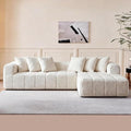 Modular Sectional Sofa Cloud Boneless Couch with Layered Cushion Upholstered Sofa in a Box Flexible Module Combination for Living Room No Assembly (White 108“)