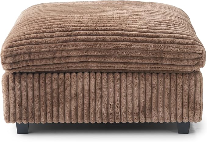 JACH 39.37 Modern Comfy Ottoman for Living Room Oversized Ottoman Footstool Cushion Covers Removable Minimalist Ottomans for Party Bedroom Apartment (Brown)