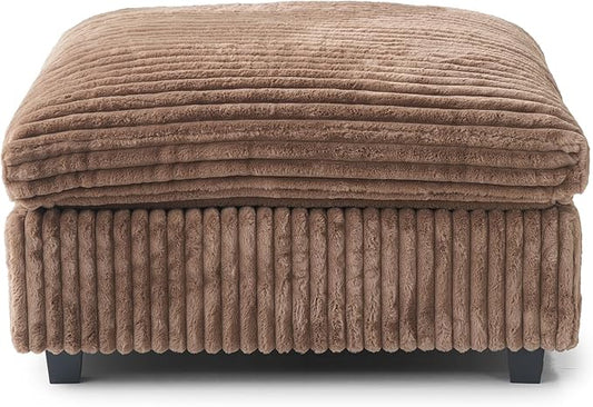 JACH 39.37 Modern Comfy Ottoman for Living Room Oversized Ottoman Footstool Cushion Covers Removable Minimalist Ottomans for Party Bedroom Apartment (Brown)