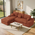 112 Modular Sectional Sofa for Living Room Convertible L-Shape Couch with OttomanCloud Boneless Couch with Layered CushionReddish Brown Corduroy