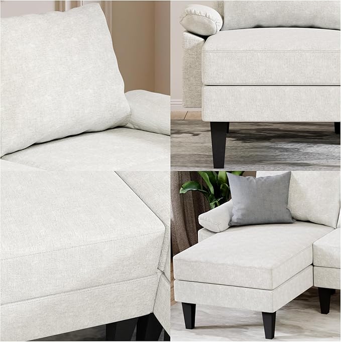 Sectional Couches for Living Room Convertible 4 Seat Modular Sectional Sofa Set for Living Room L Shaped Couch or U Shaped Couch with Ottoman for Apartment White