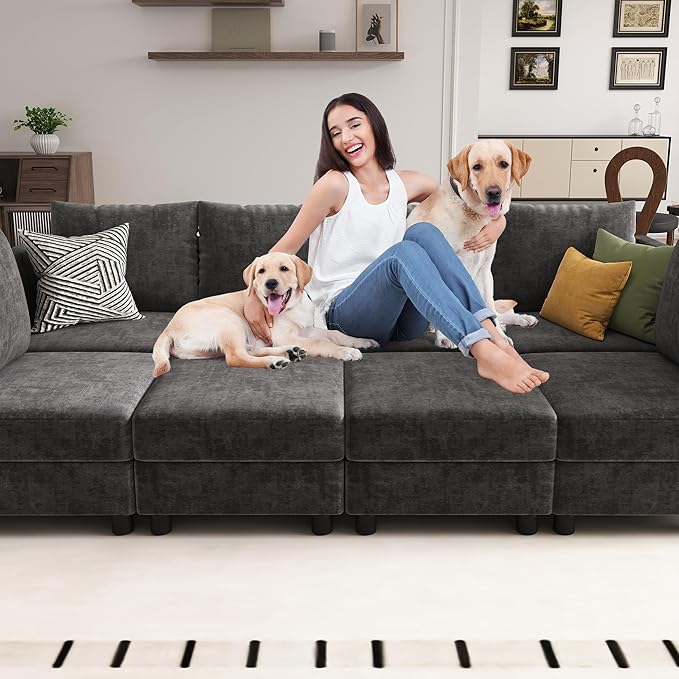 YOUDENOVA Middle Seat Module with Storage for Modular Sectional Sofa Accent Armless Chair Free Combination Dark Grey