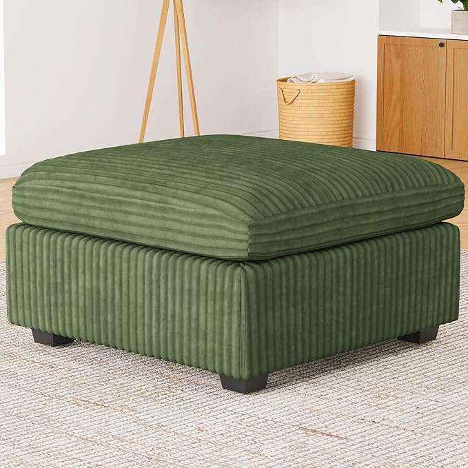 Belffin Ottoman Seat with Storage for Modular Sectional Sofa Storage Ottoman Bench Footrest for Living Room Corduroy Sectional Couch Green