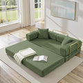 Folding Sofa Bed Convertible Sleeper Sofa Bed with Gold Fixed-Shape Frame Corduroy Floor Couch Lazy Compression Sofa for Living Room Bedroom Home Theater Green