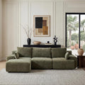 WELAX 114 Sectional Couches for Living Room Boneless Couch L-Shape with Pillows &amp Ottoman Modular Chenille Cloud Sofa 4 Seater Home Comfy Sofas for Apartment Green