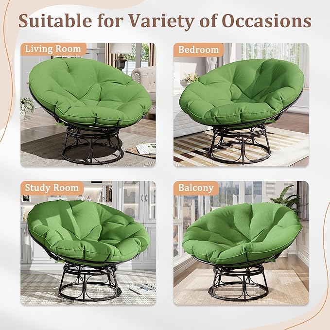 46 Papasan Chair with Cushion and Frame Ergonomic Wicker Papasan Circle Chair for Living Bedroom Reading Room Lounge
