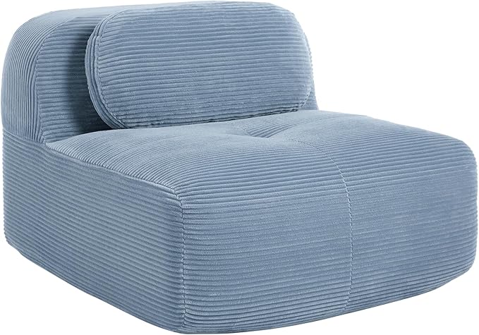 35.4 Middle Position Sofa Splicing Combination Corduroy Couch with 1 Lumbar Pillow Accessories for Modern Home Decor(Blue)
