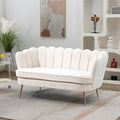 59 Wide Modern Boucle Loveseat Small Sofa Small Mini Room Couch 2-Seater Sofa with Gold Metal Legs for Space Office Studio Apartment Bedroom (Beige)