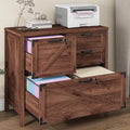 Lateral File Cabinet with 4 Drawers Farmhouse File Cabinet for Letter/Legal/A4 Size Hanging Files Large Wood File Storage Cabinets Printer Stand for Home Office Cabinets Brown with Lock