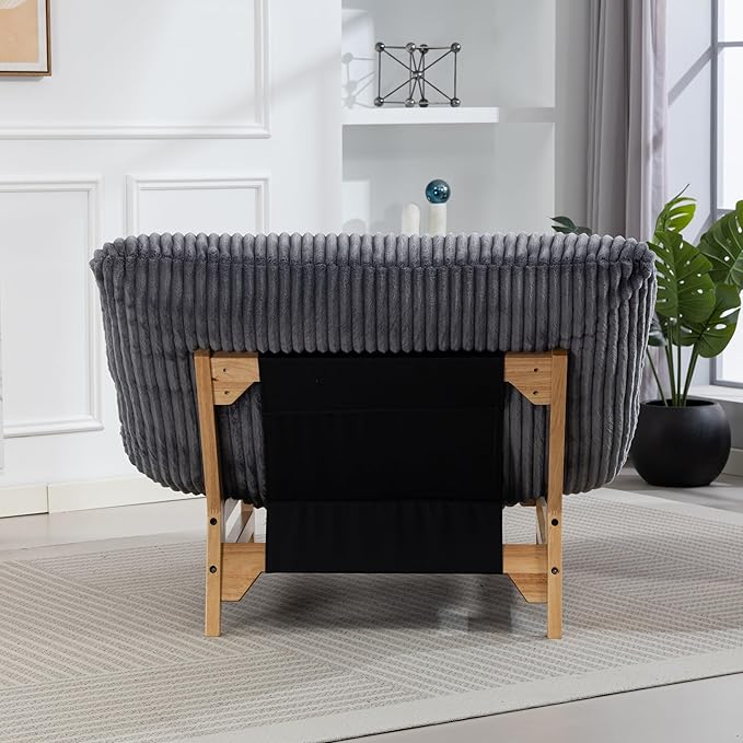 Living Room Chairs Comfy Accent Reading Chair Giant Bean Bag Cloud Chair with Frame for Adults Oversized Beanbag Lounge Sofa for Bedroom (Dark Gray)