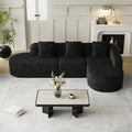 Oversized Sectional Sofa with Right Chaise 111 Modern Luxury Lychee-Textured Long-Pile Extra Wide Seat L-Shape Curved Cloud Boneless Couch for Living Room Apartmen No Assembly Black