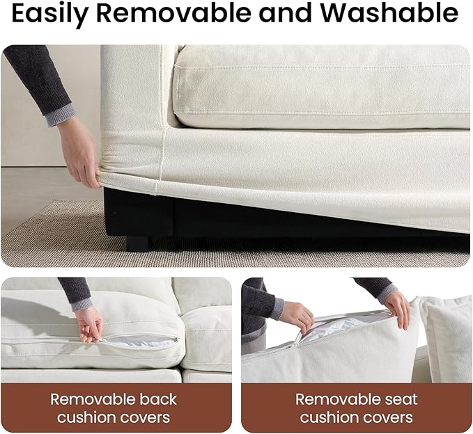 118.5 Modular Sectional Sofa Down Filled Cloud Couch with Storage Ottoman Oversized L Shaped Couch with 2 Pillows 4 Seats Sectional Couches for Living Room Apartment Beige
